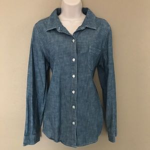 Old Navy Jean Button Down Long Sleeve Blouse in L